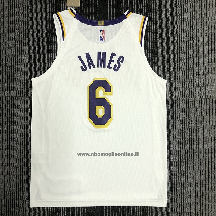 Maglia Los Angeles Lakers LeBron James #6 Association Autentico Bianco